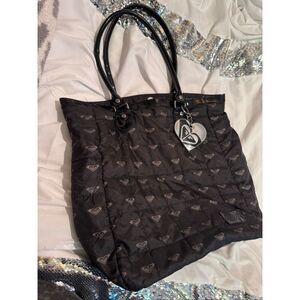 Vintage multi logo black weekender tote bag Roxy skate surf purse pocketbook